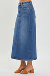 Explore More Collection - RISEN High Rise Back Slit Denim Skirt