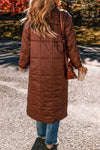 Explore More Collection - Pocketed Bubble Texture Long Sleeve Longline Winter Coat