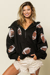 Explore More Collection - BiBi Sequin Football Half Zip Hoodie