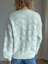 Explore More Collection - Openwork Round Neck Dropped Shoulder Sweater