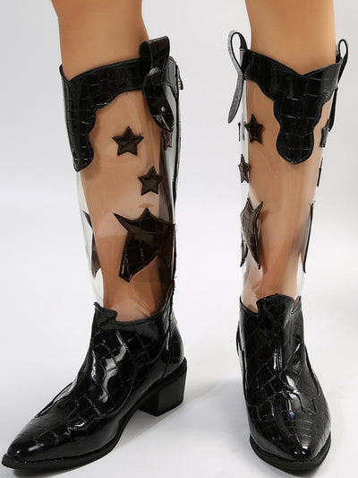 Explore More Collection - Star Point Toe Block Heel Boots