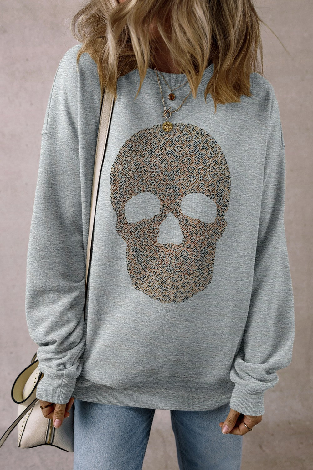 Explore More Collection - Skull Round Neck Long Sleeve Sweatshirt