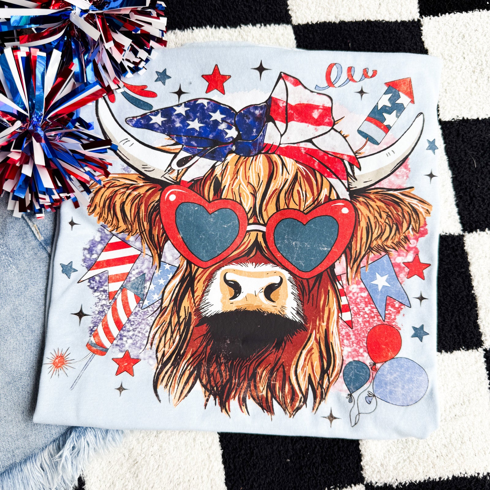 Explore More Collection - USA Highland Cow Graphic Tee