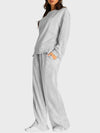 Explore More Collection - Round Neck Long Sleeve Top and Slit Pants Set