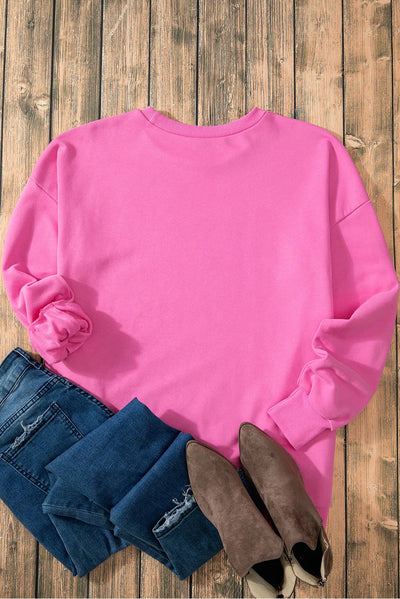 Explore More Collection - High-Low Round Neck Long Sleeve Sweatshirt