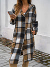 Explore More Collection - Plaid Long Sleeve Hooded Coat