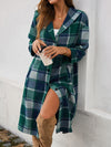 Explore More Collection - Plaid Long Sleeve Hooded Coat