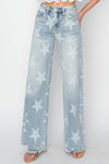 Explore More Collection - RISEN Full Size Raw Hem Star Wide Leg Jeans