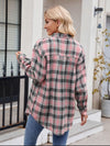 Explore More Collection - Pocketed Plaid Collared Neck Long Sleeve Shirt