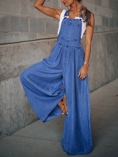 Explore More Collection - Wide Leg Denim Overalls