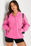 Explore More Collection - Pocketed Half Zip Long Sleeve Hoodie