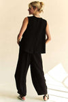 Explore More Collection - Davi & Dani Drawstring Hem Round Neck Tank and Pants Set