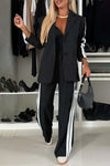 Explore More Collection - Full Size Contrast Lapel Collar Top and Pants Set