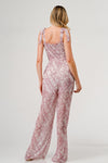 Explore More Collection - GeeGee Printed Tie Shoulder Wide Leg Jumpsuit