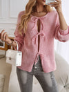 Explore More Collection - Devine Tied Round Neck Dropped Shoulder Cardigan