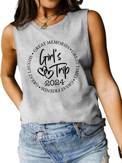 Explore More Collection - Letter Graphic Round Neck Tank