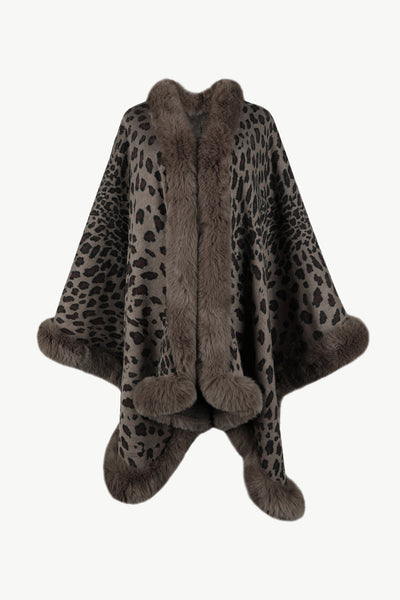 Explore More Collection - Leopard Open Front Poncho