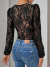 Explore More Collection - Perfect Tied Lace Long Sleeve Bodysuit