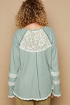 Explore More Collection - POL Round Neck Long Sleeve Lace Trim Thermal Top