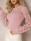 Explore More Collection - Lace Round Neck Long Sleeve T-Shirt