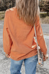 Explore More Collection - Sequin Pumpkin Round Neck Long Sleeve Sweatshirt