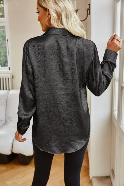 Explore More Collection - Pocketed Collared Neck Long Sleeve Shirt