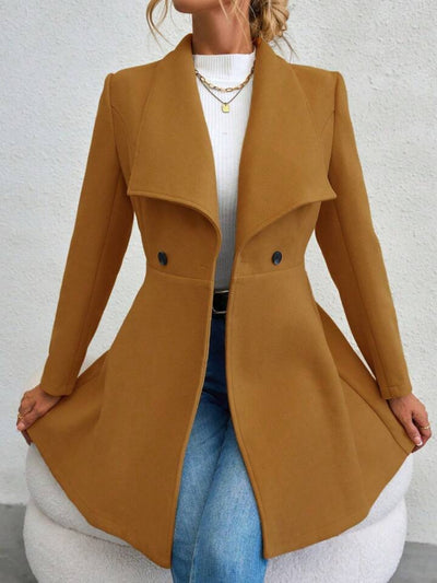 Explore More Collection - Collared Neck Button Up Long Sleeve Coat