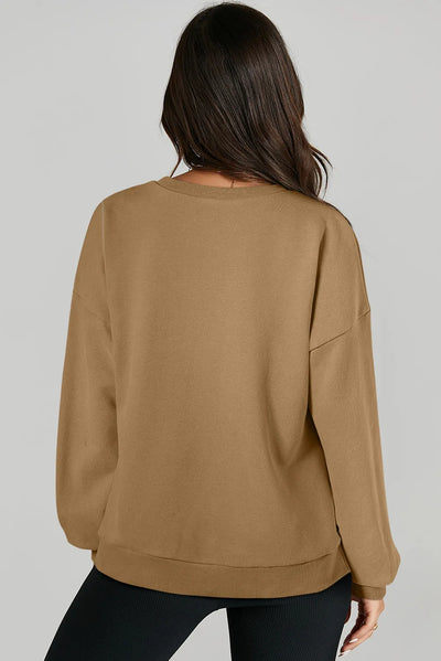 Explore More Collection - High-Low Round Neck Long Sleeve Sweatshirt