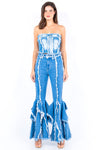 Explore More Collection - American Bazi Frayed Edge Denim Corset Top