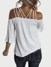 Explore More Collection - Full Size Cold Shoulder Three-Quarter Sleeve Blouse