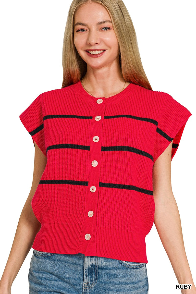 Zenana Striped Viscose Sweater Vest