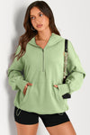 Explore More Collection - Pocketed Half Zip Long Sleeve Hoodie