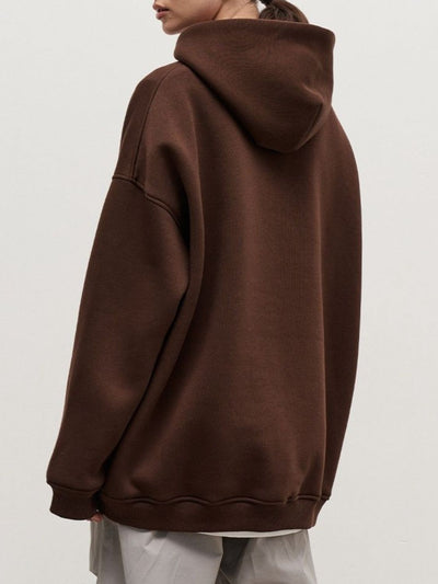 Explore More Collection - Pocketed Dropped Shoulder Long Sleeve Hoodie