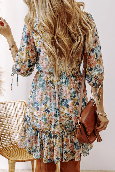 Explore More Collection - Printed V-Neck Half Sleeve Dress