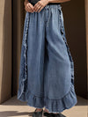 Explore More Collection - Drawstring Ruffled Wide Leg Jeans