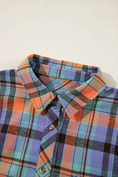 Explore More Collection - Plaid Collared Neck Long Sleeve Shirt