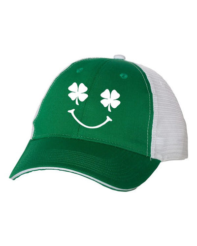 Explore More Collection - Smiley Shamrock Embroidered Trucker hat