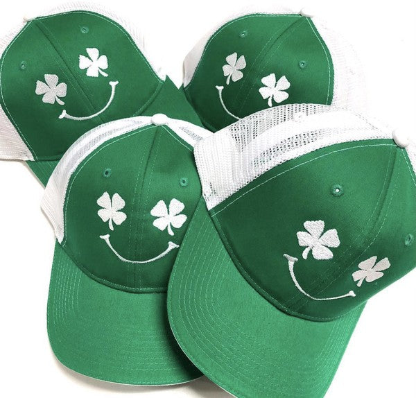 Explore More Collection - Smiley Shamrock Embroidered Trucker hat