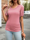 Explore More Collection - Lace Detail Round Neck Short Sleeve T-Shirt