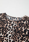 Explore More Collection - Contrast Trim Leopard Round Neck Top and Pants Lounge Set