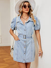 Explore More Collection - Snap Down Short Sleeve Denim Dress