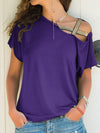 Explore More Collection - Asymmetrical Neck Short Sleeve T-Shirt