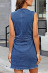 Explore More Collection - Full Size Button Up V-Neck Sleeveless Denim Dress