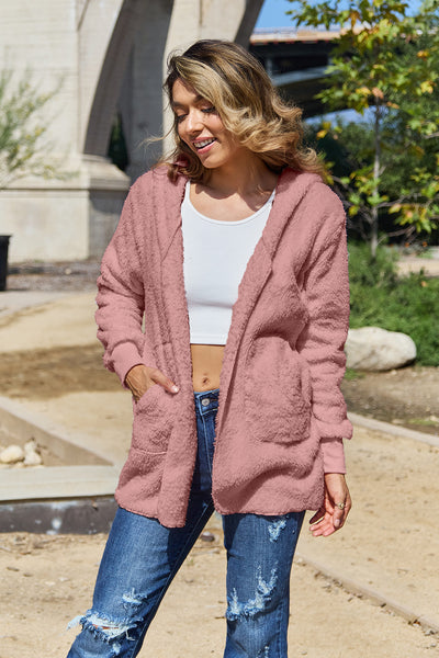 Explore More Doorbusters - Full Size Teddy Hooded Jacket with Pockets