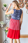 Explore More Collection - Heimish Full Size US Flag Theme Contrast Tank Dress