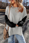 Explore More Collection - Contrast Round Neck Long Sleeve Sweatshirt