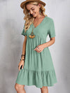 Explore More Collection - Full Size V-Neck Short Sleeve Dress