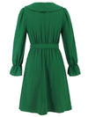 Explore More Collection - Ruffled V-Neck Flounce Sleeve Dress