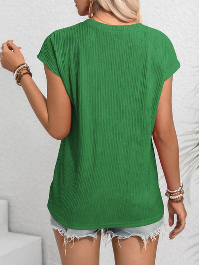 Explore More Collection - Round Neck Cap Sleeve Blouse