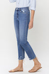 Explore More Collection - Lovervet High Rise Raw Hem Straight Jeans